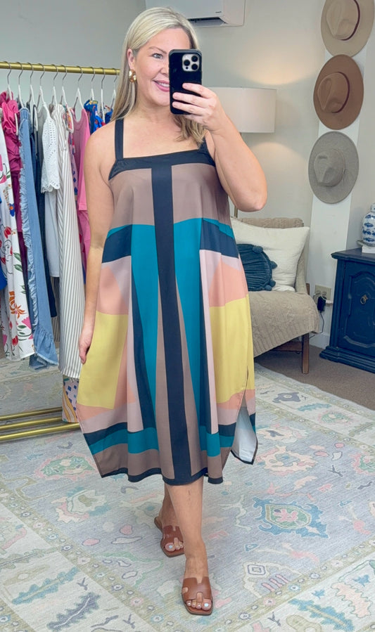 Peaceful Easy Feeling Colorblock Midi Dress