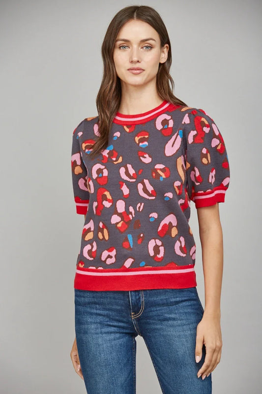 Miss Purrfect Bold Leopard Print Knit Top
