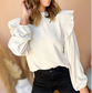 **MORE COLORS** Frill Neck Balloon Sleeve Blouse