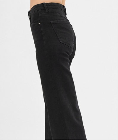 RISEN: With Stride Black Wide Leg Denim