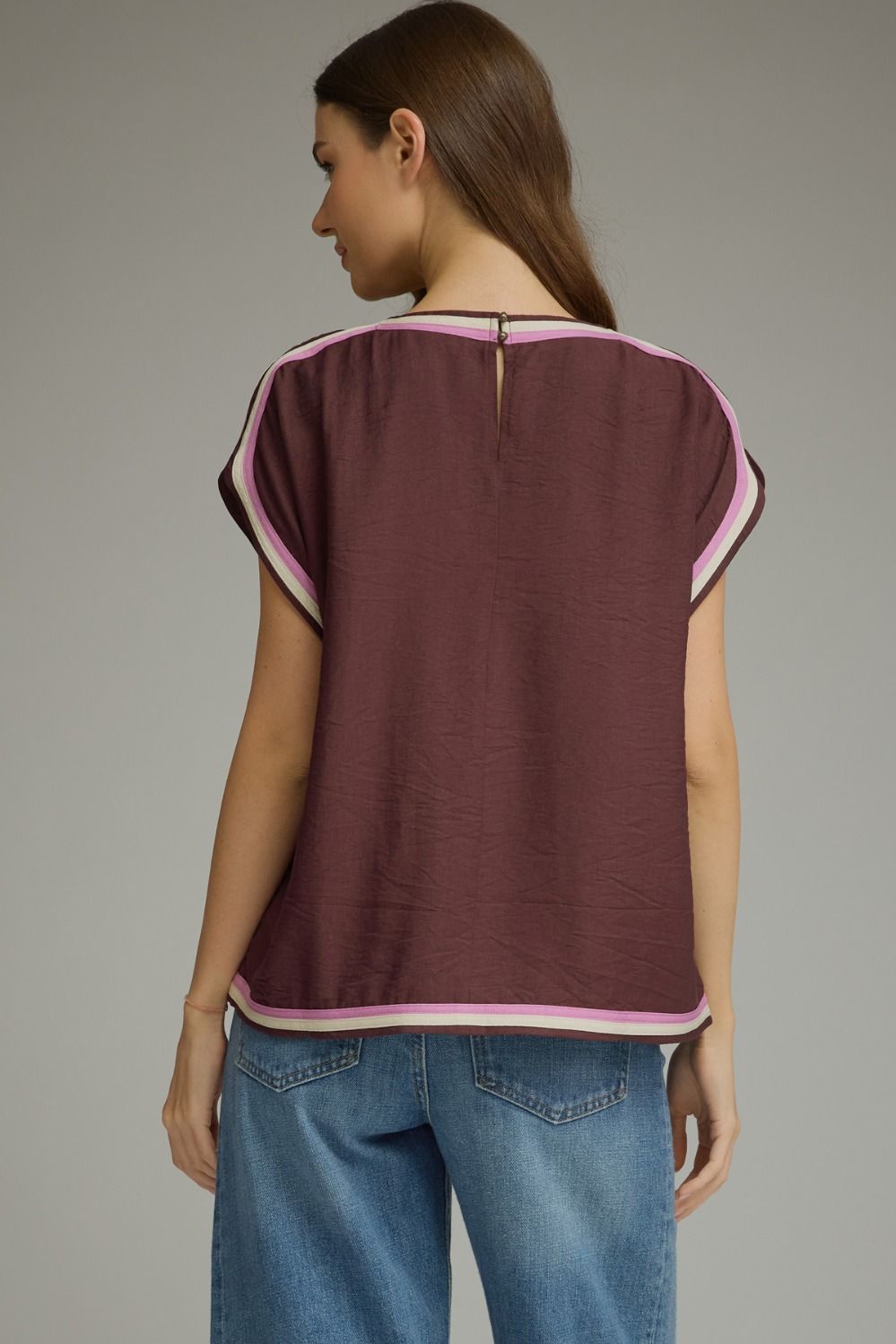 Retro Active Colorblock Trim Blouse