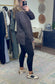 Fanning Split Side Pullover Top in Black Leopard