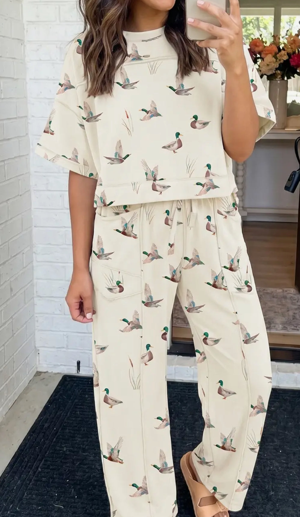 Flock On Mallard Print Barrel Pant Set