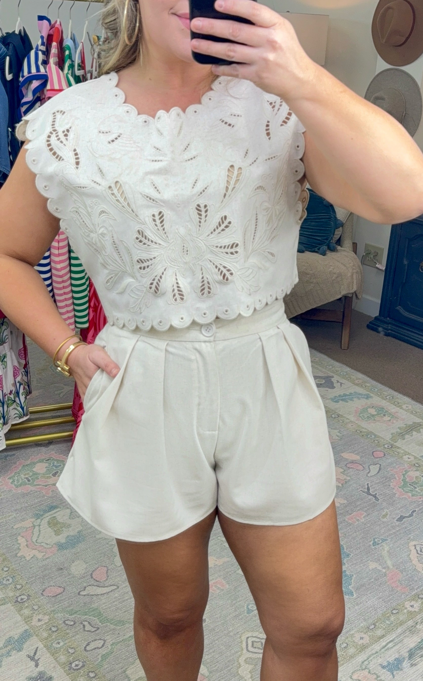 MABLE: Amalfi Coast Embroidered Linen Short Set