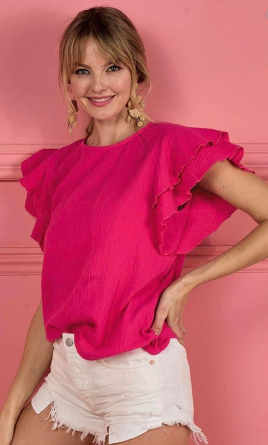 Ruffle Gauze Top