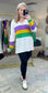 White Mardi Gras Colorblock Stripe Top