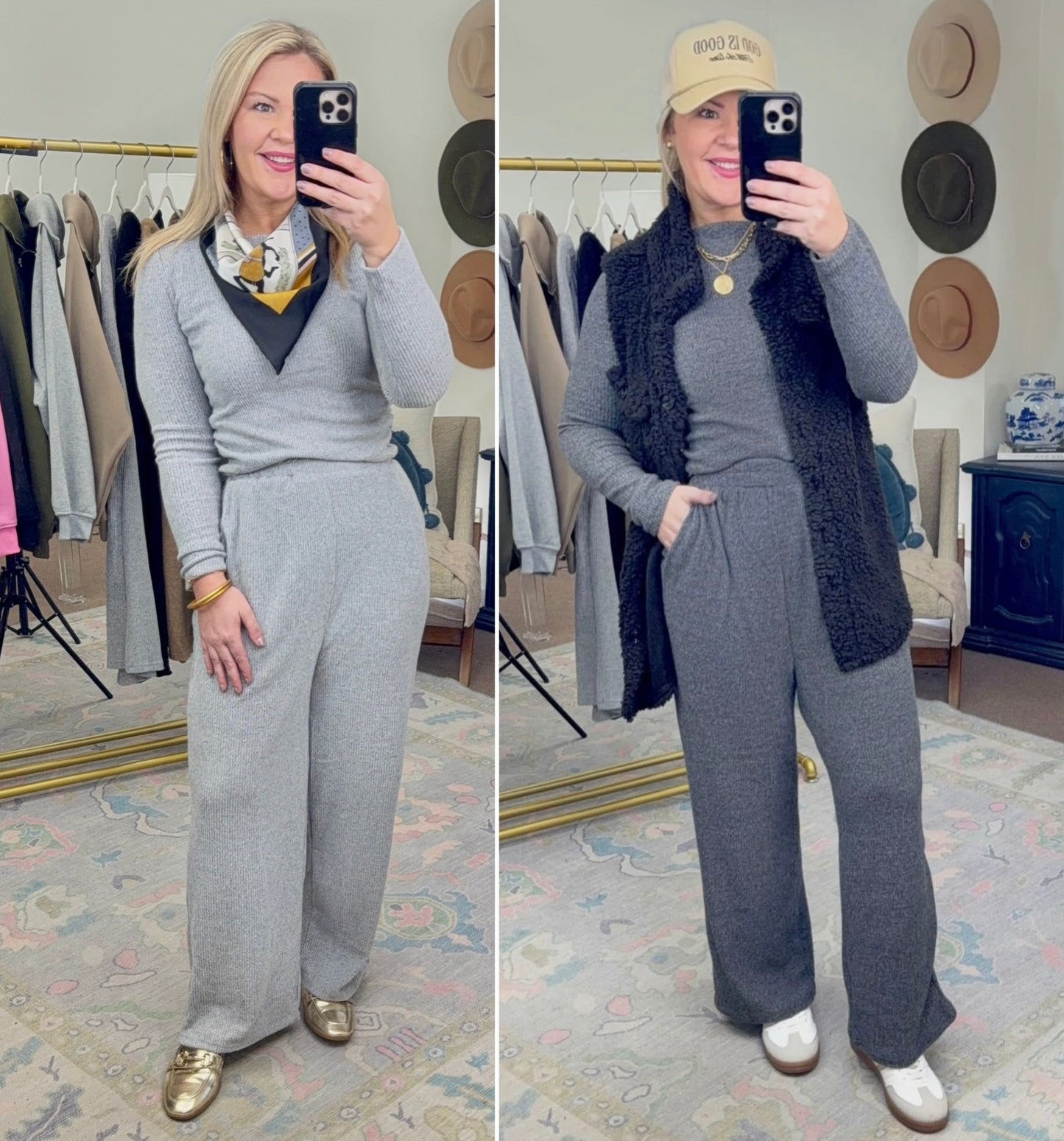 No Plans Ribbed Wide Leg Lounge Set