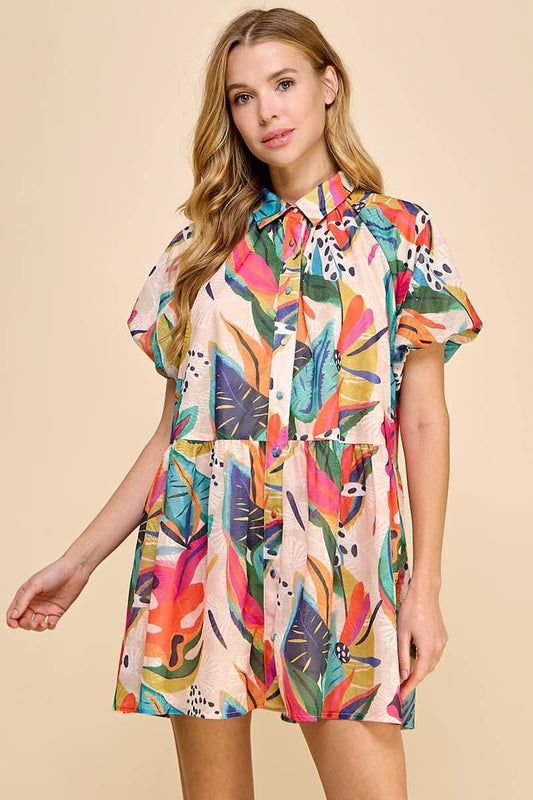 Multi Abstract Print Mini Dress