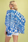 Not That Serious Blue Print Caftan Blouse