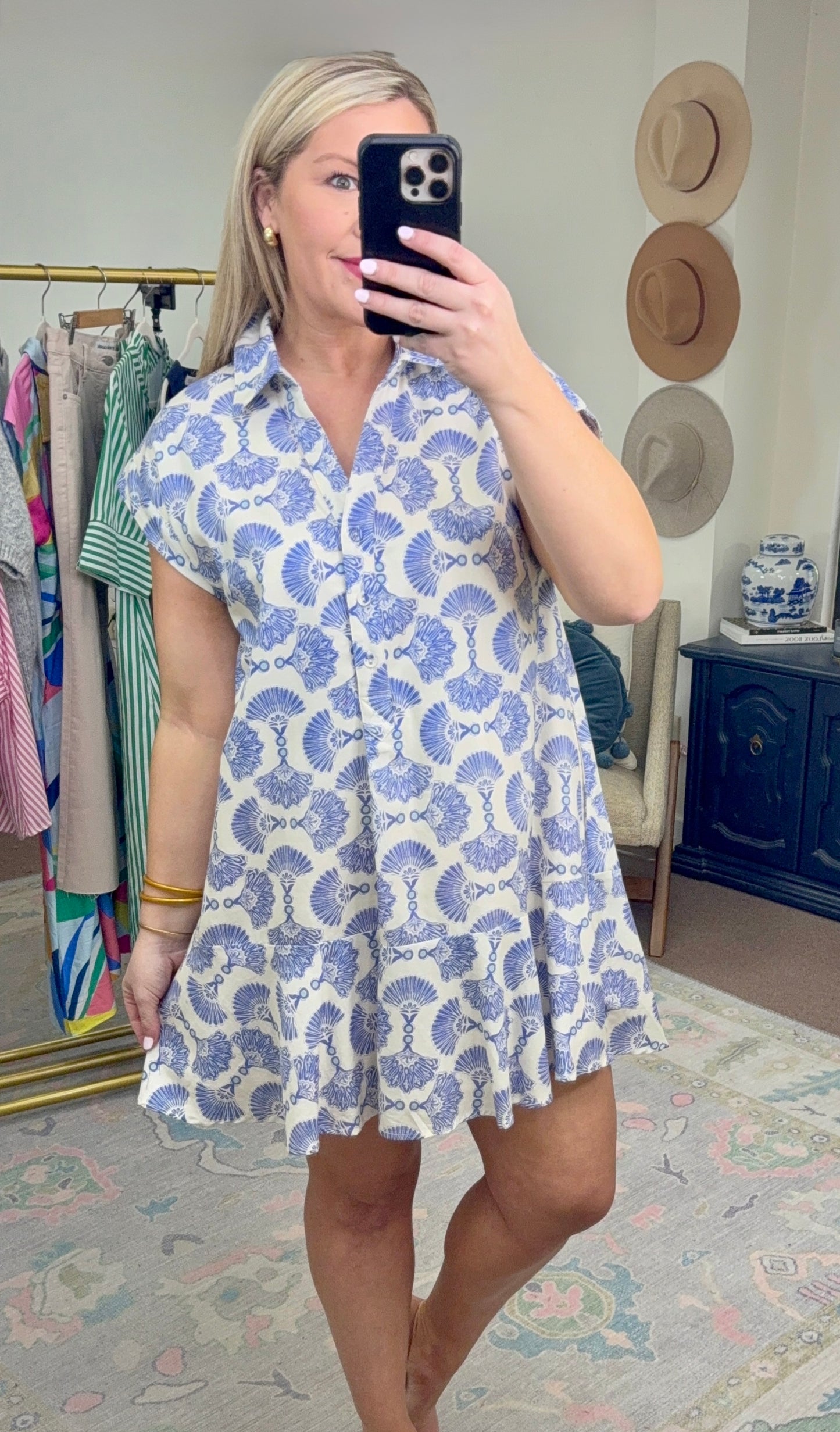 ENTRO: Sweet Strolls Fan Print Dress