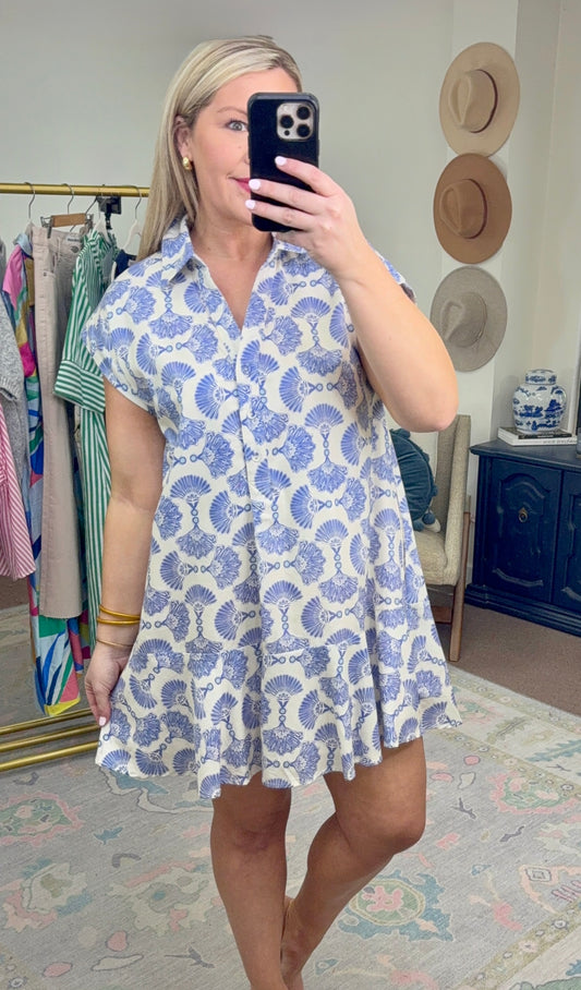 ENTRO: Sweet Strolls Fan Print Dress