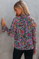 Black Multi Print Ruffle Blouse