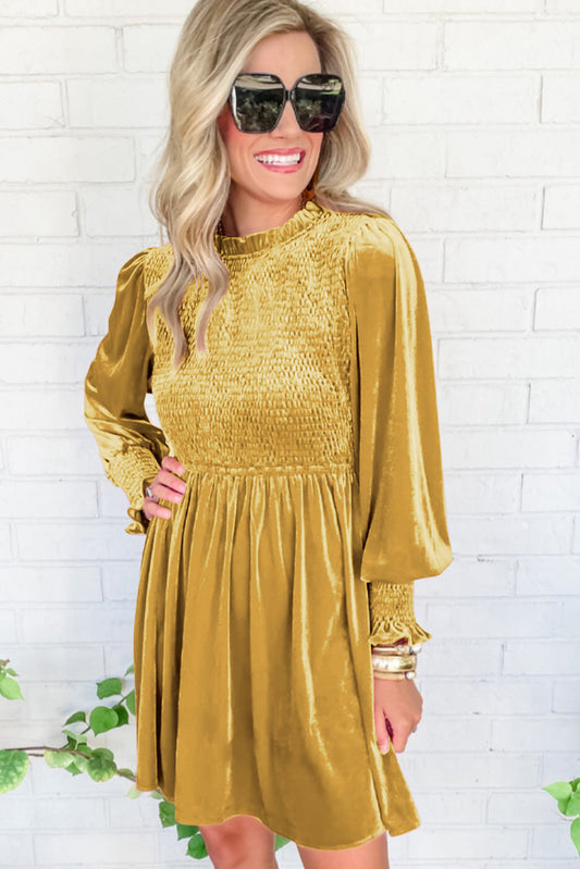 **MORE COLORS** Season’s Finest Smocked Frill Velvet Dress