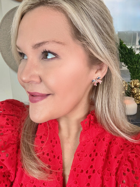 Flag Bow Stud Earrings