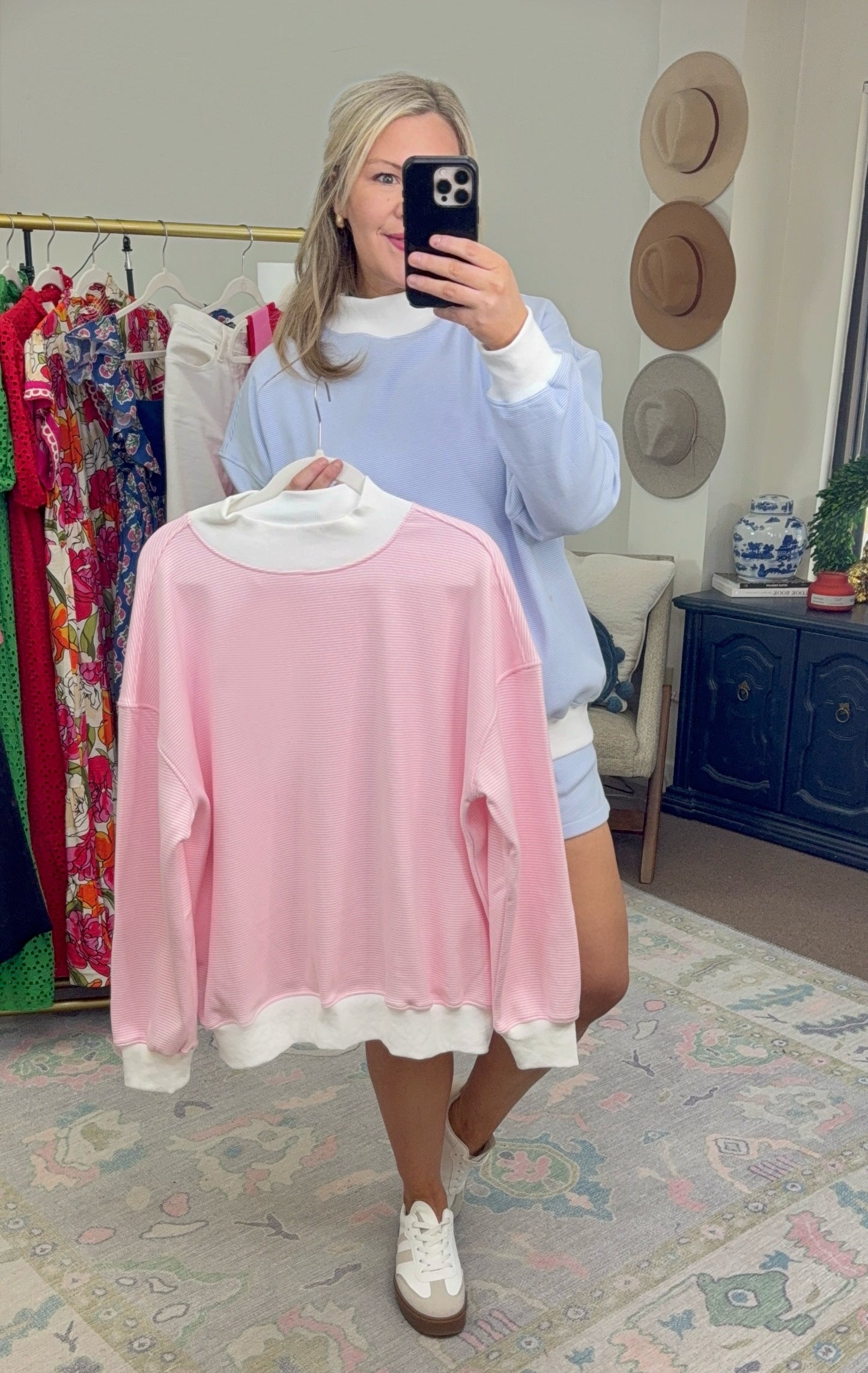 **MORE COLORS** Weekend Wind Down Stripe Mock Neck Pullover Top