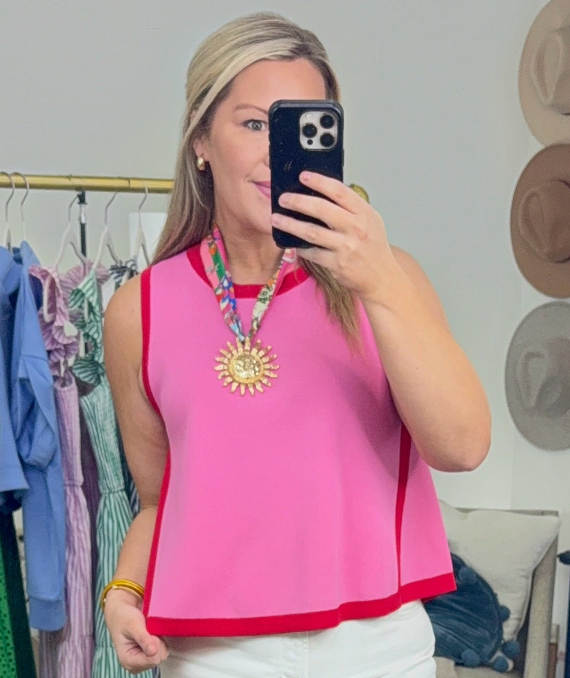 Polished Pop Contrast Swing Top