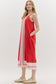 Slow and Steady Red Colorblock Midi Dress