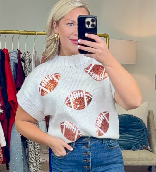We’ve Got Spirit Knit Sequin Football Top