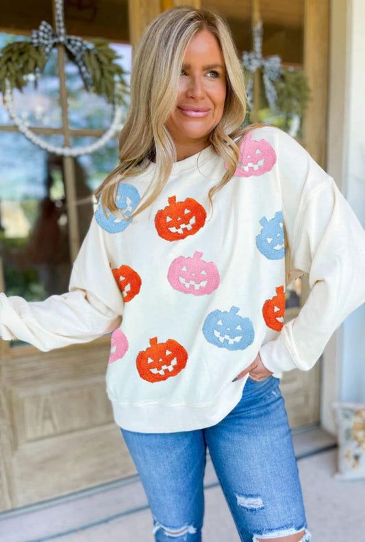 Precious in the Patch Pumpkin Crewneck Pullover