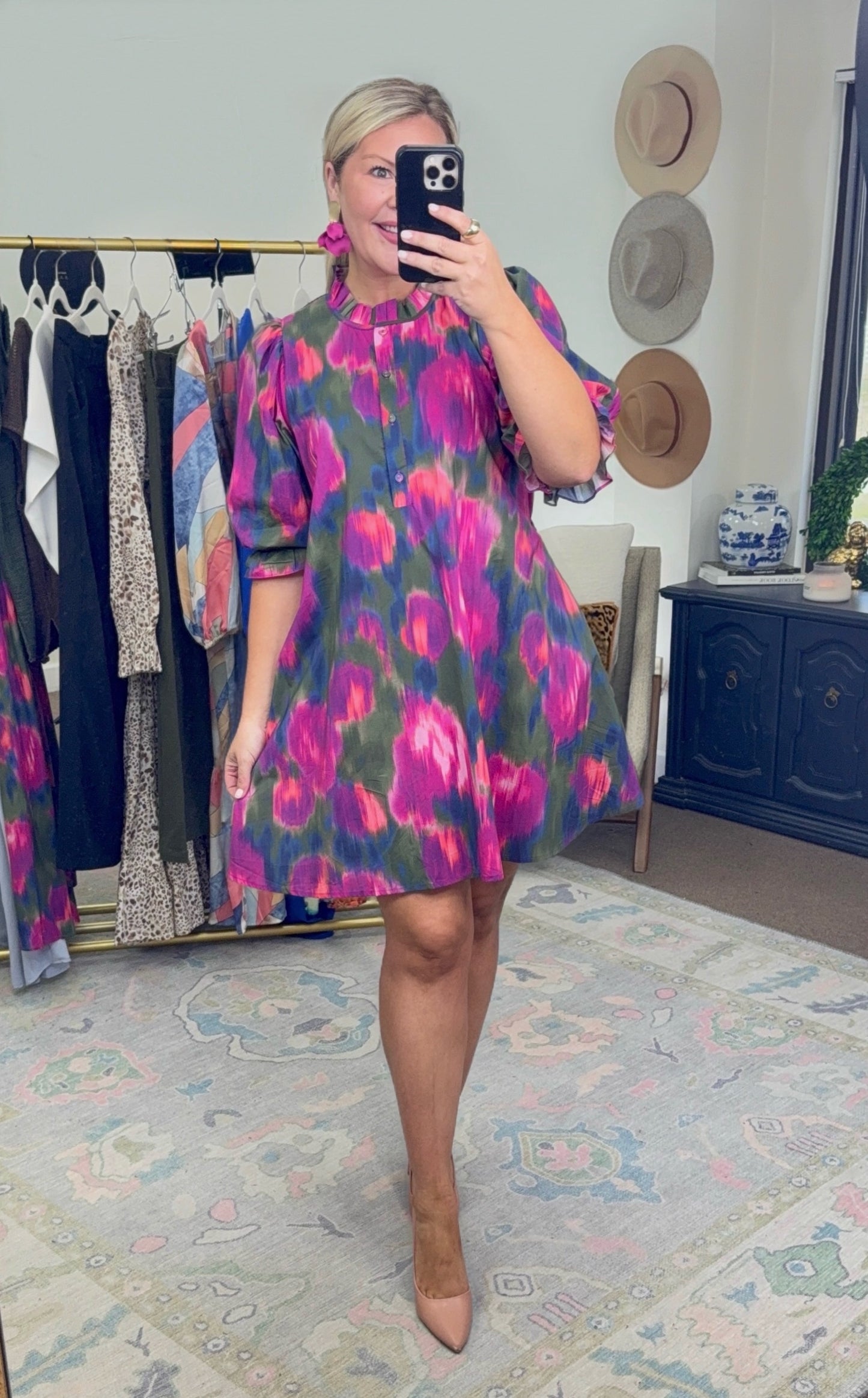 Abstract in Awe Watercolor Print Dress