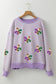 Mardi Party Sequin Fleur De Lis Pullover Top