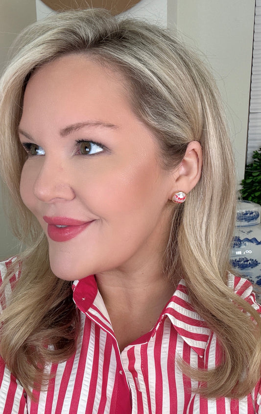 Baseball Pearl Stud Earrings