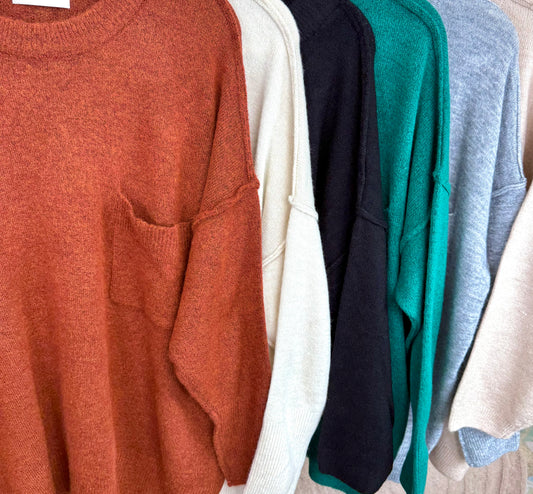 Just Relax Slouchy Knit Pocket Top