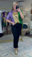Mardi Gras Sequin Colorblock Slouchy Top