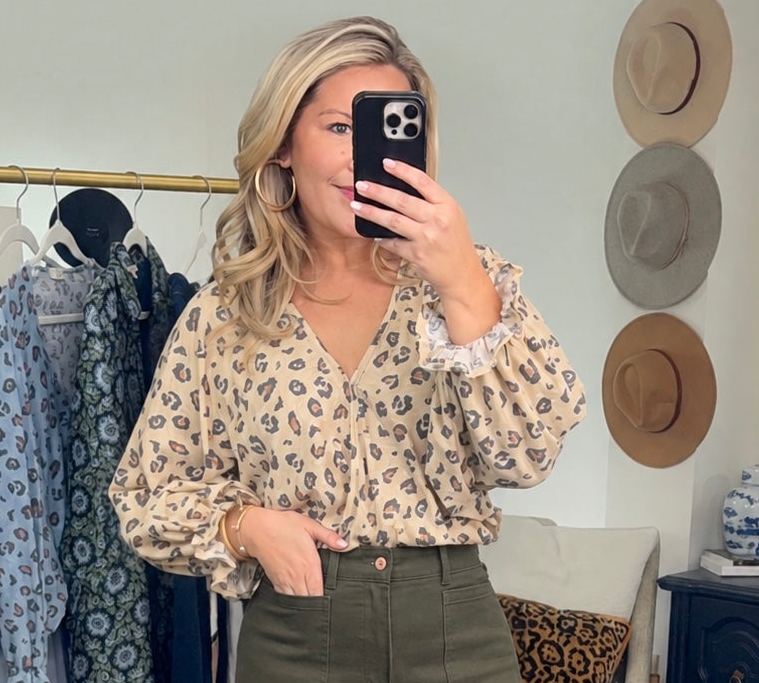 **MORE COLORS** ENTRO: She’s Smitten Leopard Print Surplice Blouse