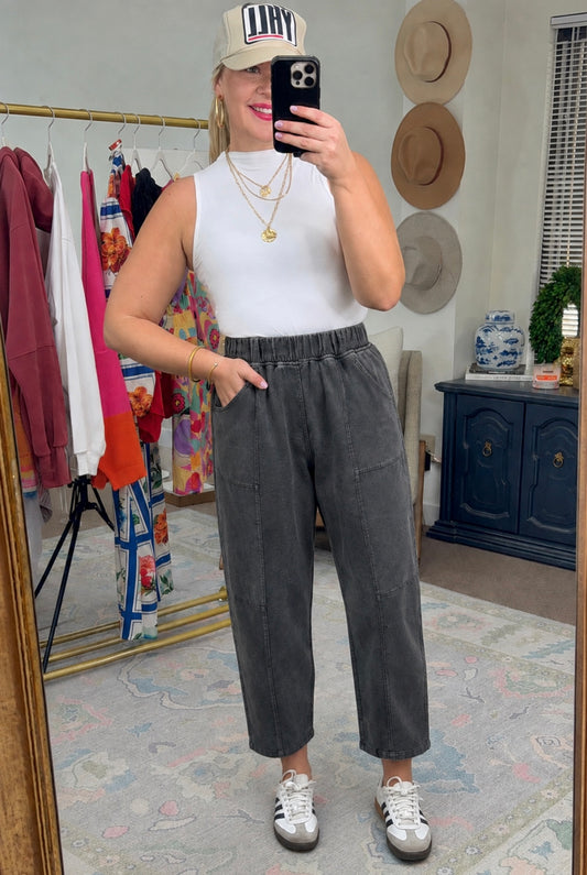 **MORE COLORS** Play it Cool Mineral Wash Barrel Pants