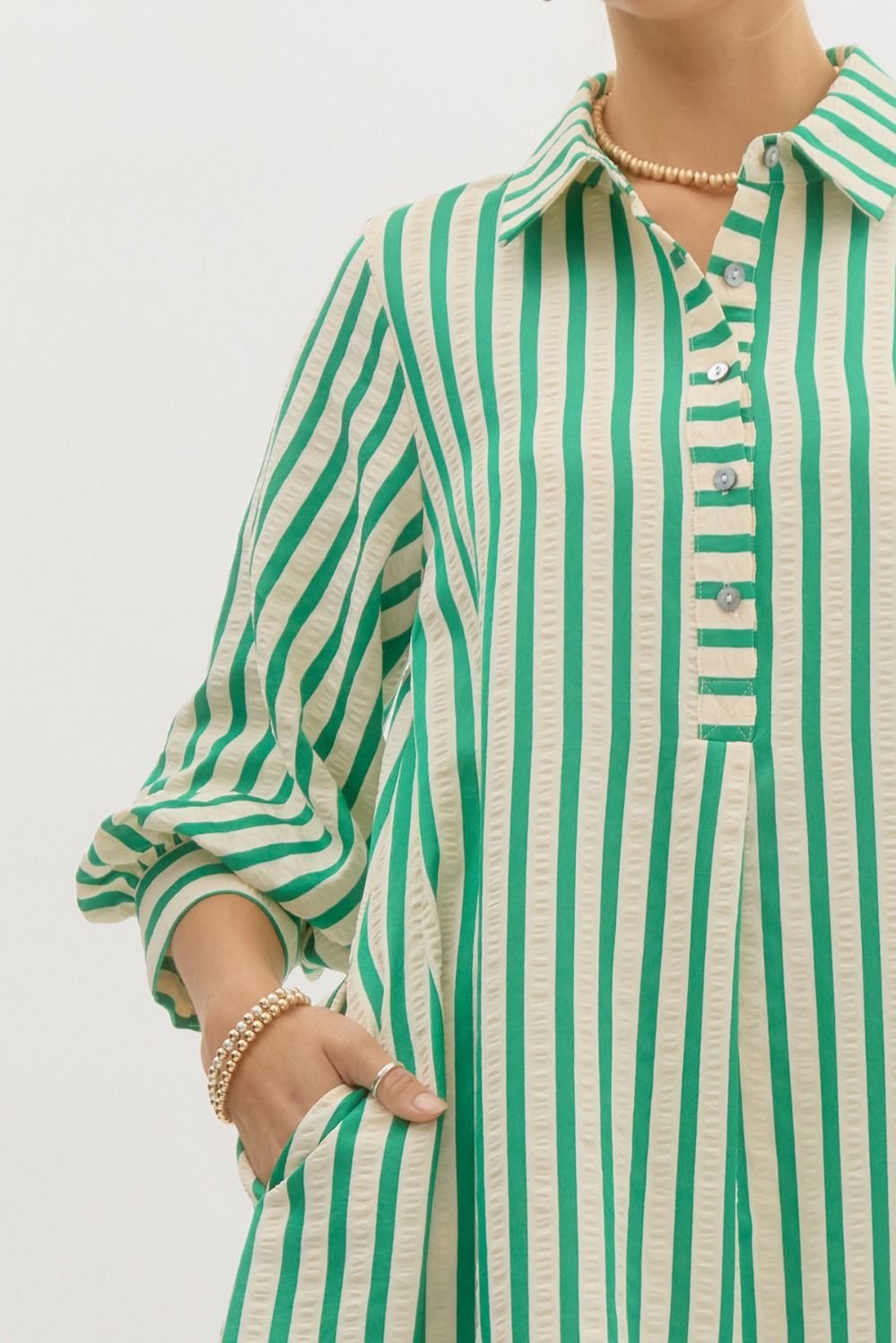 Afternoon Stroll Stripe Shirt Dress