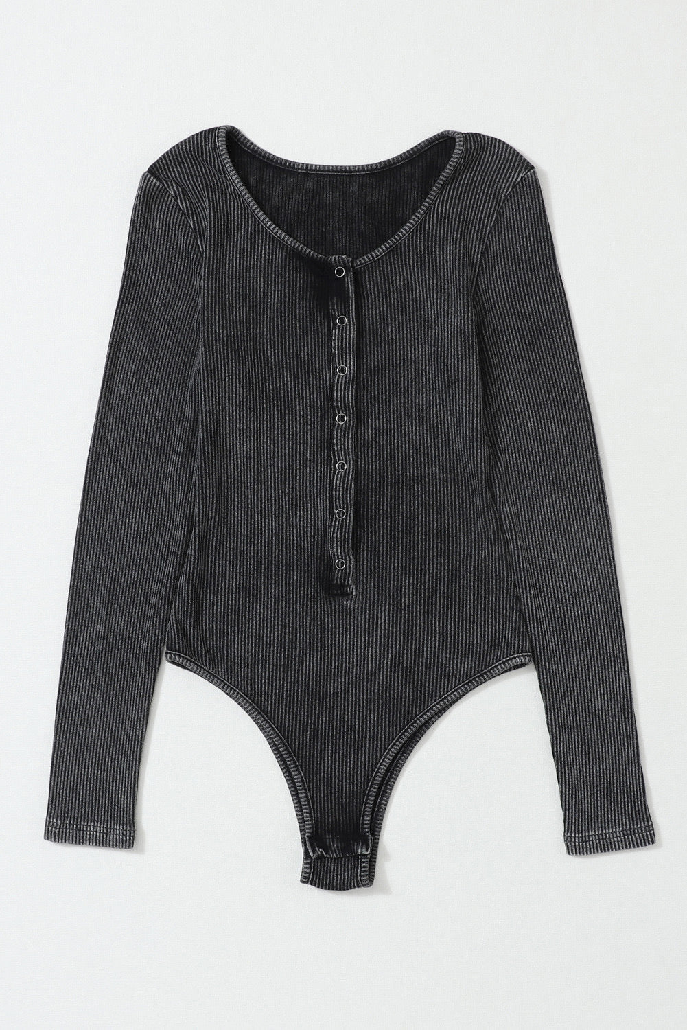 **MORE COLORS**Ribbed Henley Bodysuit