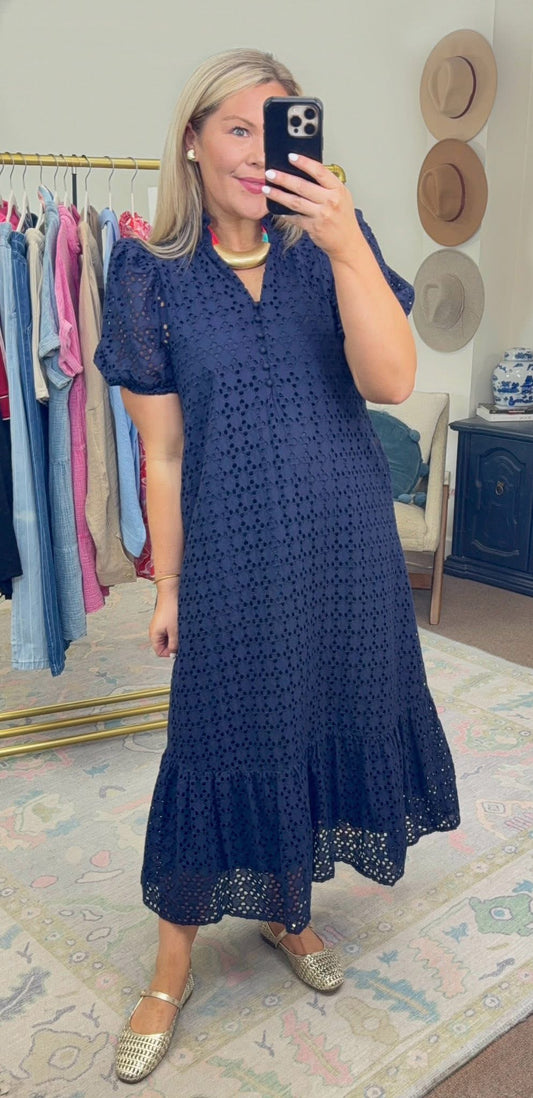 **MORE COLORS** Tea at the Terrace Eyelet Midi Dress