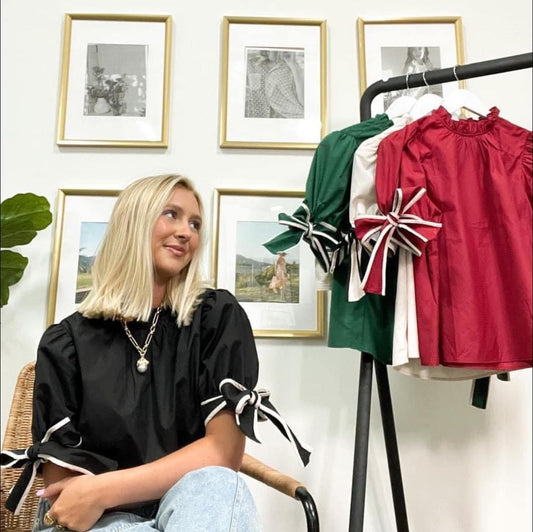 ENTRO: Put A Bow On It Poplin Blouse