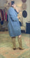 Ruffle Sleeve Denim Shirt Dress