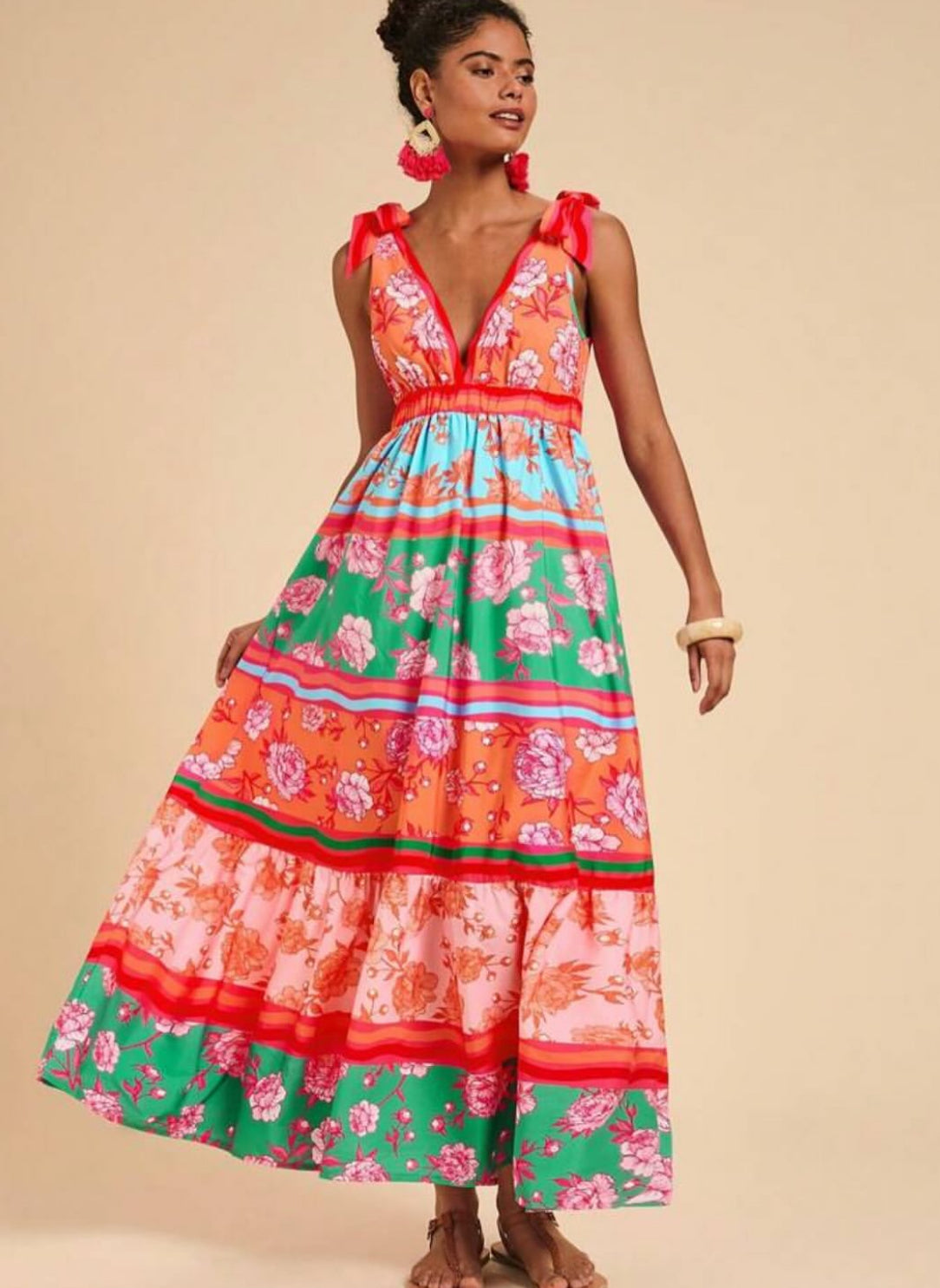 Sunny Day Soiree Print Tiered Dress