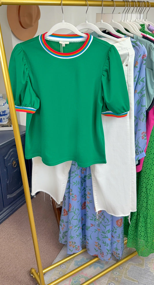 Lucky Me Color Block Puff Sleeve Top