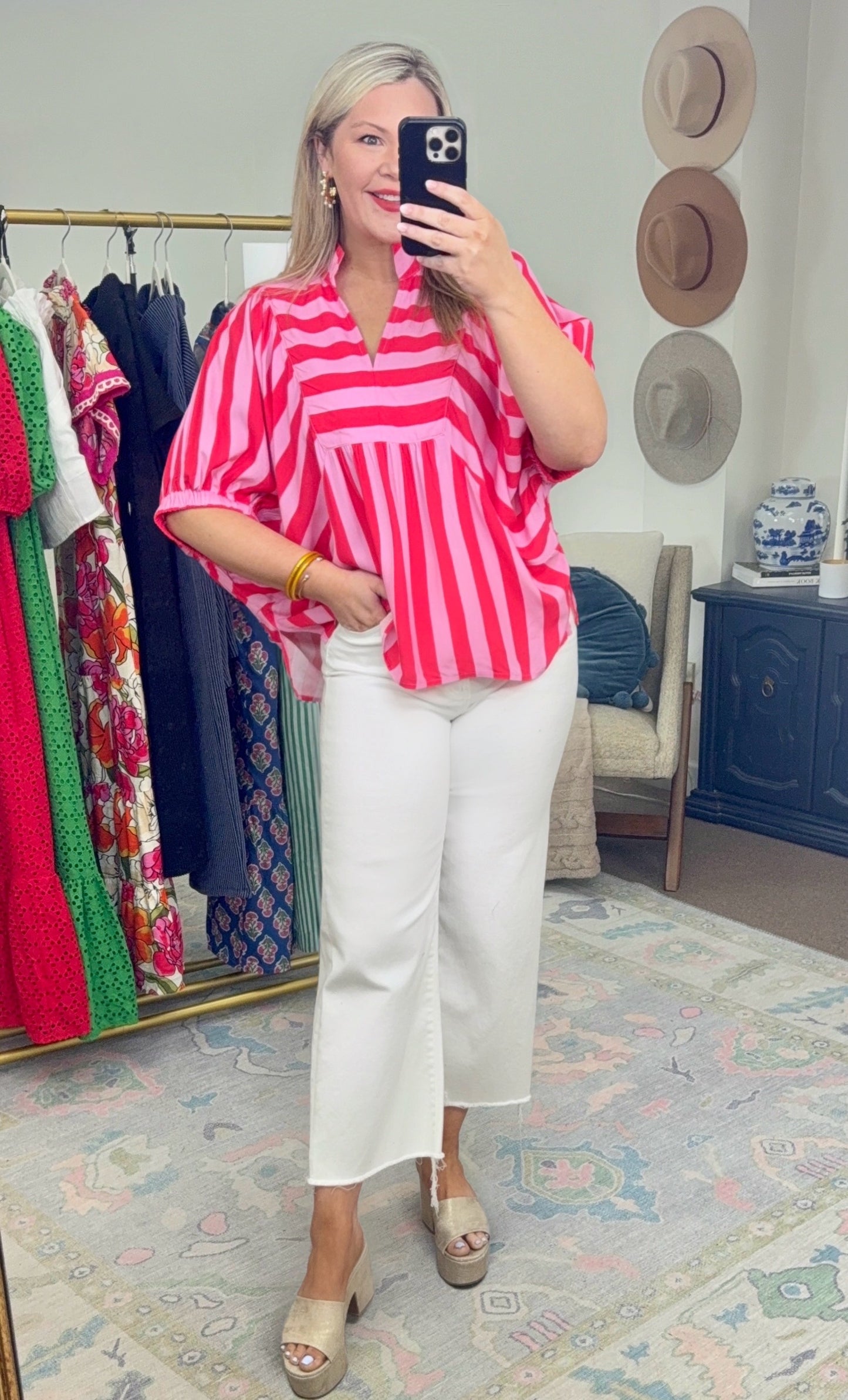 ENTRO: Bold Moves Stripe Colorblock Blouse