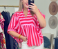 ENTRO: Bold Moves Stripe Colorblock Blouse