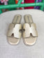 ✨SATURDAY STEAL DEAL✨ Come On Over Pebbled Gold H Slide Sandals