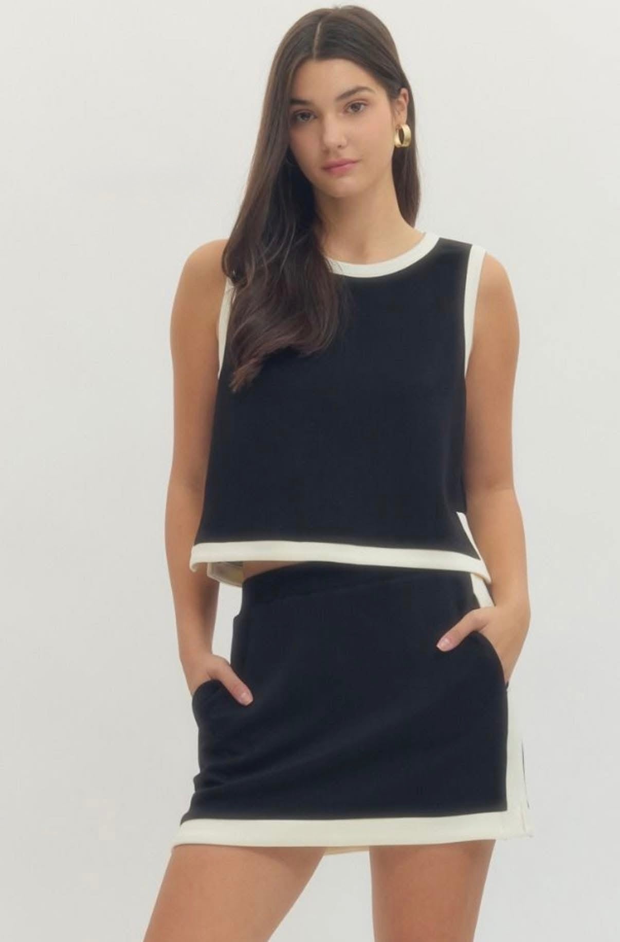 **MORE COLORS** Winning Streak Contrast Trim Skirt