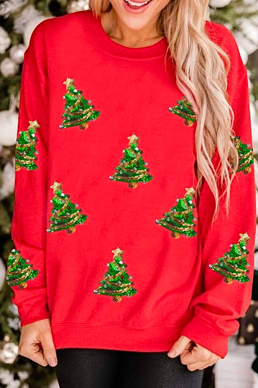 Born To Shimmer Christmas Tree Sequin Sweatshirt