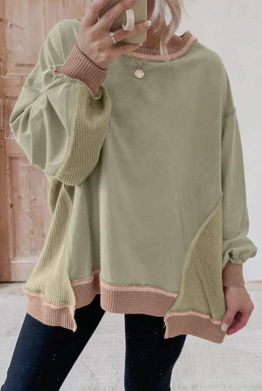 Casual Collage Color Block Pullover Top