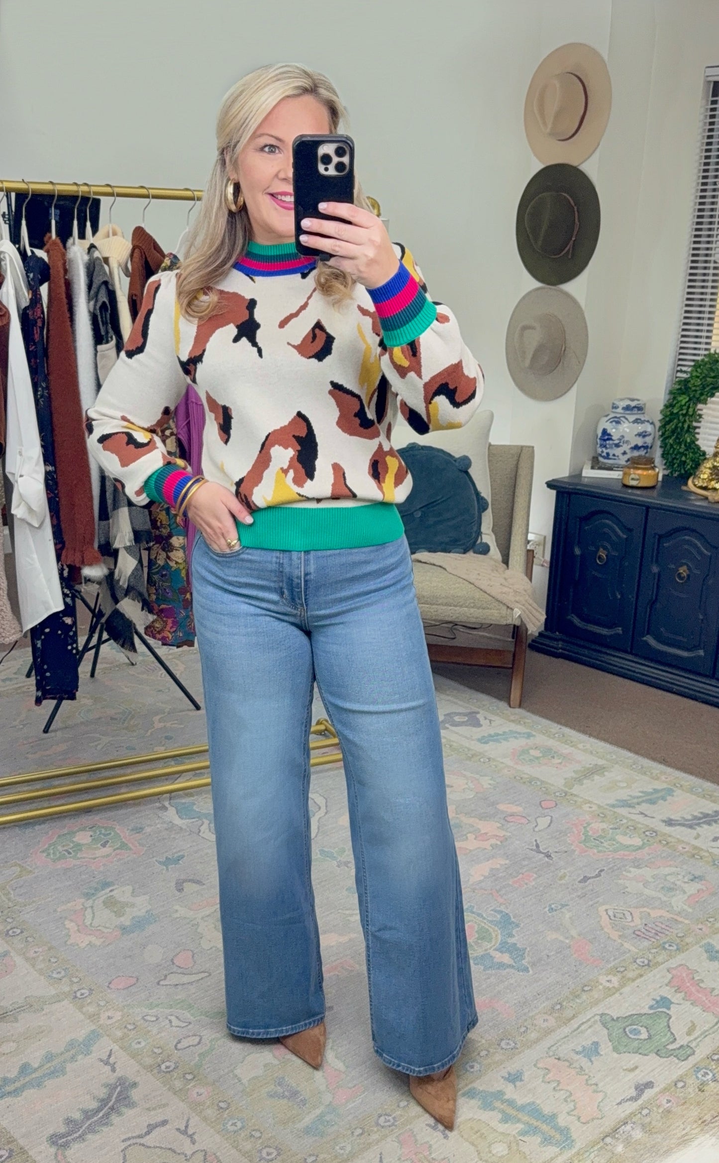 Playful Prowl Abstract Animal Print Sweater