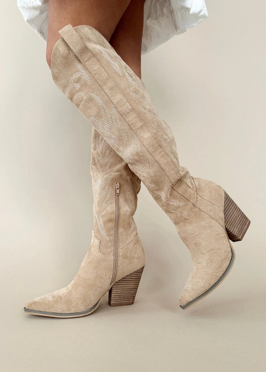 Urban Cowgirl Tan Knee High Western Boots