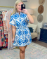 Moroccan Moments Blue Print Sash Dress