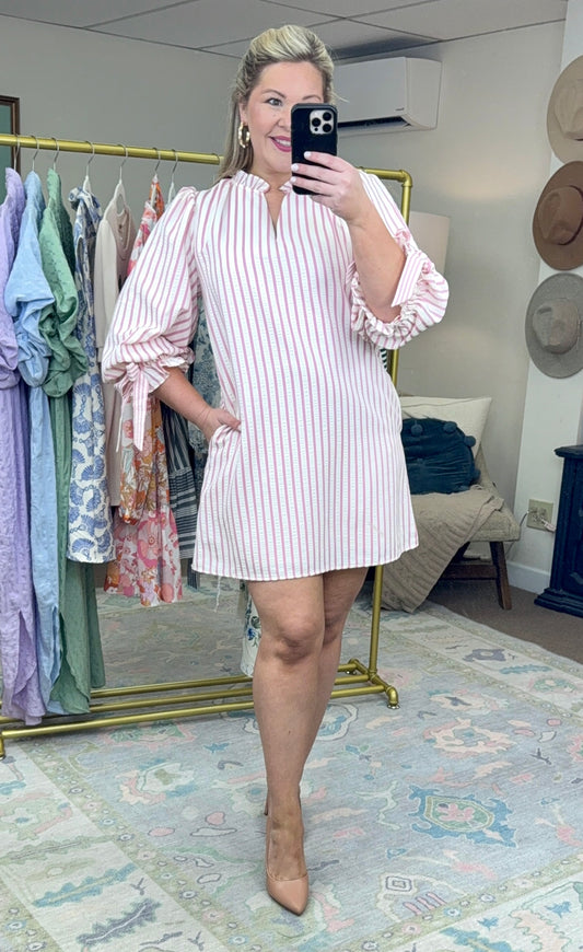ENTRO: Pretty Is Stripe Bow Dress