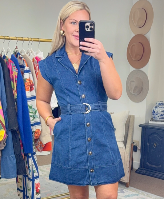 Dream in Denim Belted Shirt Dress