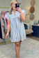 Wonderful Day Stripe Flutter Sleeve Dress