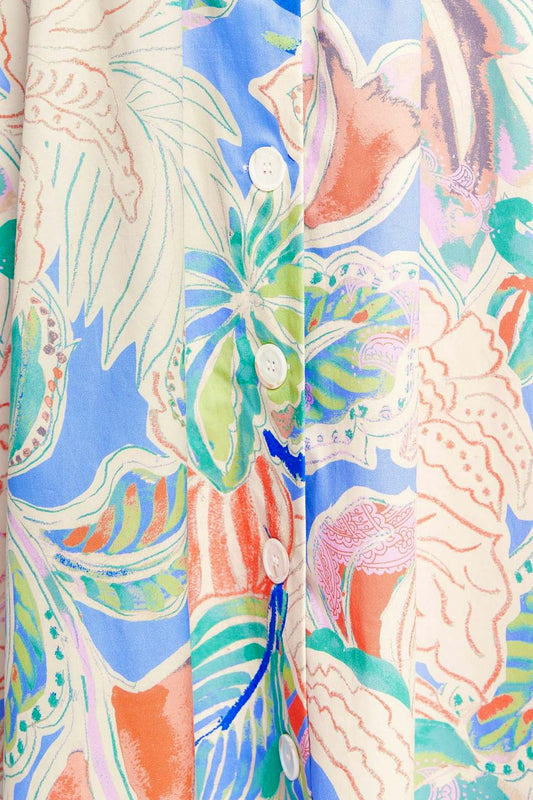 Watercolor Tropique Printed Midi Skirt